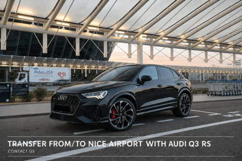 Black Audi Q3 RS ready for Nice Airport transfer service from Sanremo