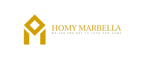 HomyMarbella logo with tagline 'We are the key to your new home' - property manager in Elviria, Marbella