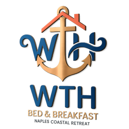Logo WTH Bed & Breakfast con ancora e croce, rifugio costiero a Napoli a Boscotrecase