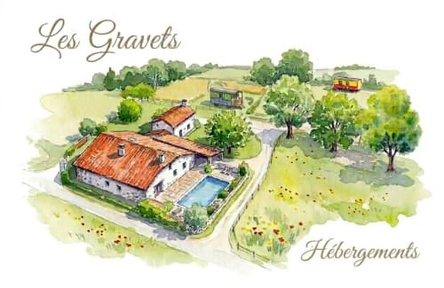Gîte Les Gravets à Sigalens en France avec piscine et jardins champêtres