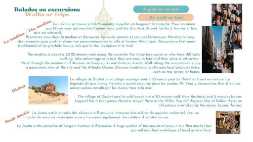 Essaouira travel guide showing medina walks, Diabat village, and Souk Joutia markets near Vent Des Dunes hotel