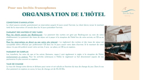 Vent Des Dunes & Spa hotel organization details with coastal room imagery in Essaouira