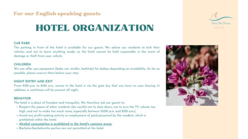 Vent Des Dunes & Spa hotel organization guide for English-speaking guests in Essaouira, Morocco with purple flowers