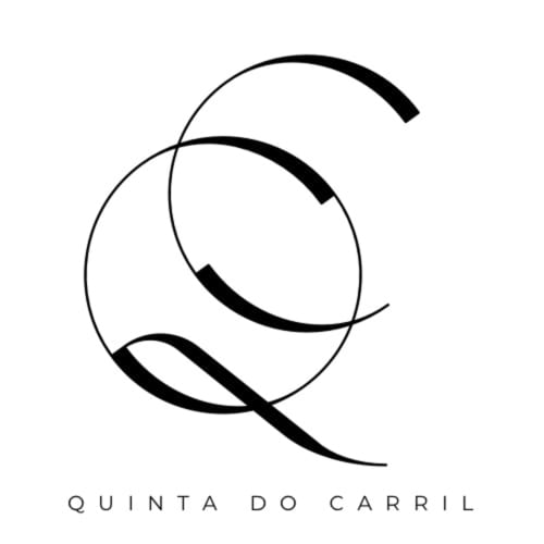 Logotipo Quinta Do Carril - design minimalista com curvas sobrepostas, casa de hóspedes portuguesa