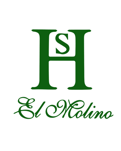 Logotipo de Hostal El Molino - letra H verde con S en emblema de hotel de Collado Villalba