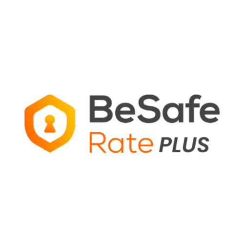 BeSafe Rate PLUS logo with orange hexagon shield and keyhole icon for Gan Eden B&B in San Benedetto del Querceto