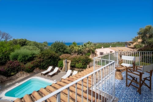 Luxury villa in Quartu Sant'Elena, Sardinia with pool, sea views, and Mediterranean garden