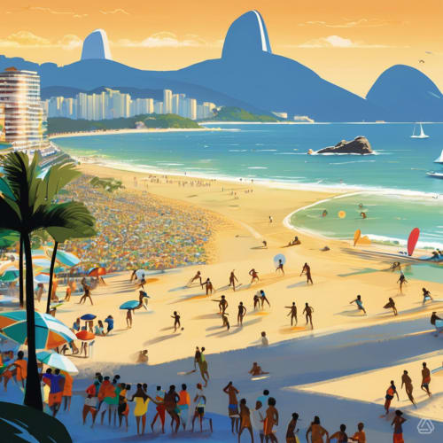 Rio Vibes Hostel tem vista para a Praia de Copacabana com montanhas icônicas, surfistas e areias lotadas no Rio de Janeiro.