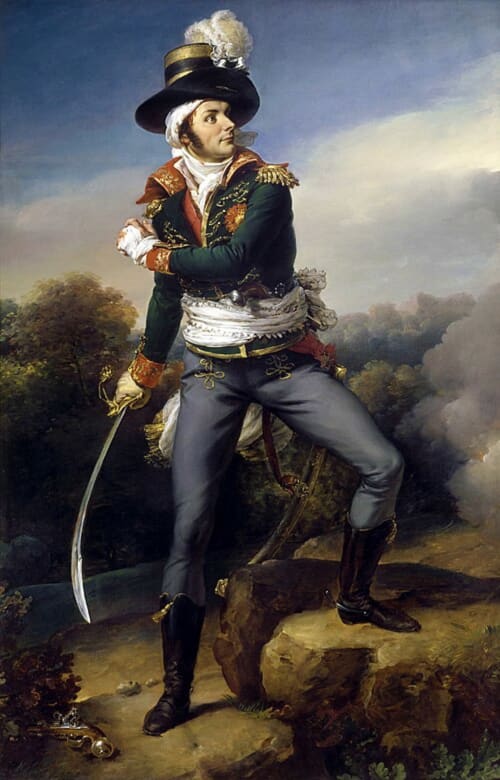 Portrait d'officier militaire français en uniforme historique avec épée, incarnant l'héritage de la Vendée à la maison d'hôtes La Millière.