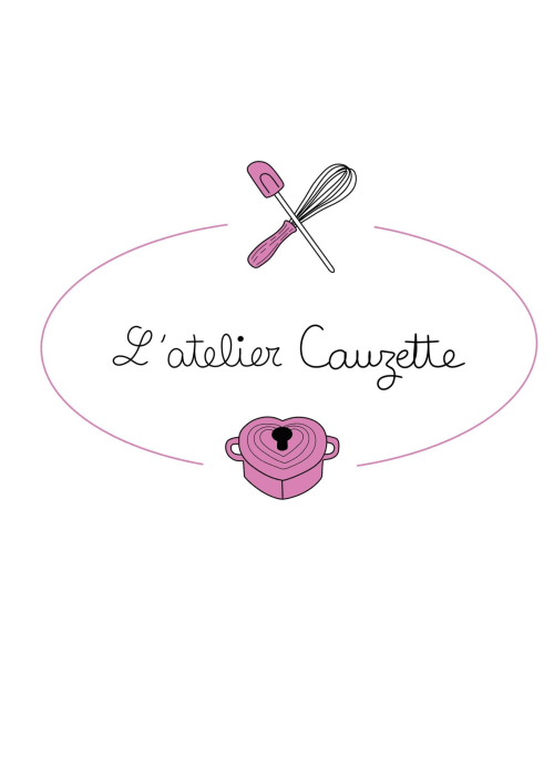 Logo de l'atelier culinaire Cauzette avec ustensiles de cuisine pour le Domaine de Brise Bois, gîte à Rouzède, France