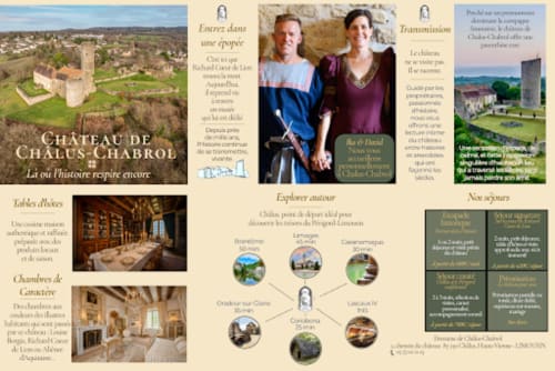 Brochure du Domaine de Châlus-Chabrol : château médiéval, propriétaires, chambres et guide des activités à Châlus