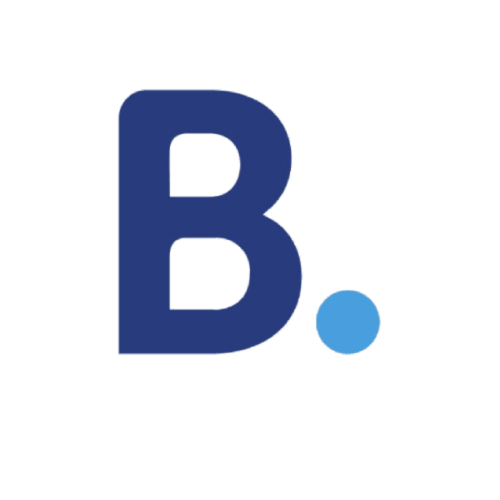 Hotel Regina logo featuring blue letter B with light blue dot, Italian luxury hotel branding