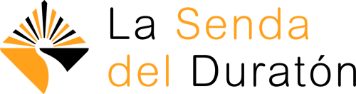 Logotipo de La Senda del Duratón - hotel en Sebúlcor con elementos de diseño de sol y río