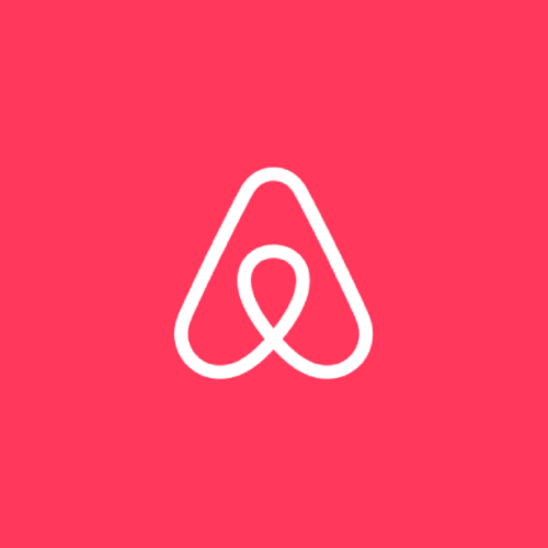 Logo Airbnb sur fond rose corail pour RJD Conciergerie Côte d'Azur à Sainte-Lucie-de-Porto-Vecchio