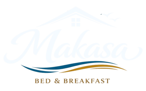Logo Makasa Bed & Breakfast con sagoma di casa e design a onde, Villapiana Italia