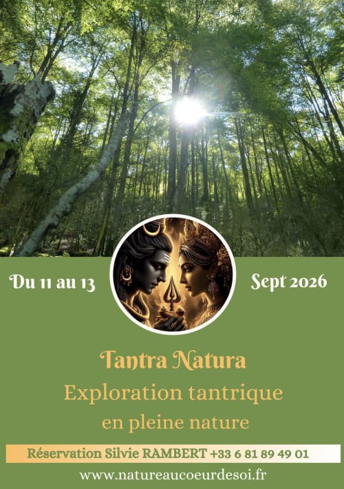 Affiche de retraite Tantra Natura pour la retraite forestière de Captieux, sept 2026