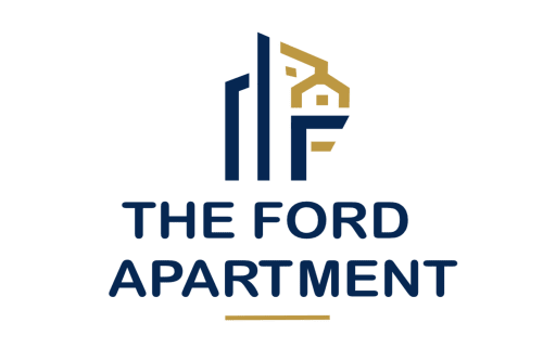 The Ford Apartment logo featuring stylized building icon in navy and gold, UK property manager