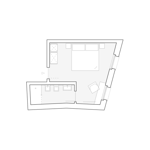 Planimetria della suite Camere d'Aria B&B a Locana, Italia con camera da letto, bagno e zone living