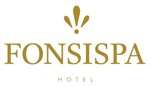 Logo del Hotel Fonsispa con rayos dorados y texto, marca de lujo hotelero en Renanué