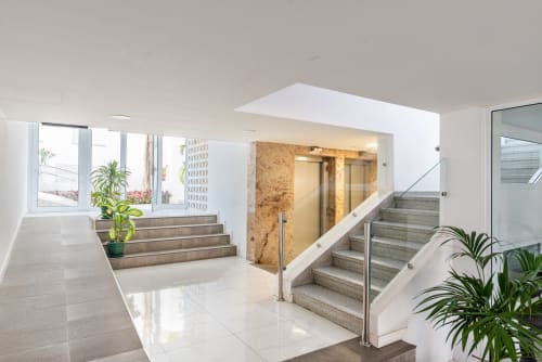 Modernes Foyer mit Treppe, Tageslicht und Pflanzen im Home Stay Gran Canaria in Maspalomas