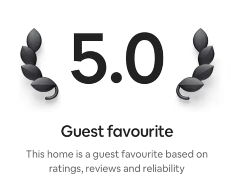 5.0 guest favorite rating badge for 2 Doves Holiday Property in Topsham