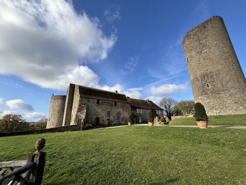 Tour médiévale en pierre et manoir au Domaine de Châlus-Chabrol, une maison d'hôtes en Périgord