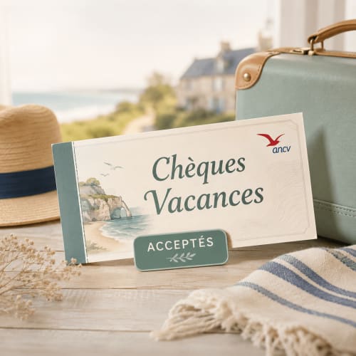 Panneau de chèques-cadeaux à la Synchronicité B&B à Saint-Sauveur Villages avec vue côtière