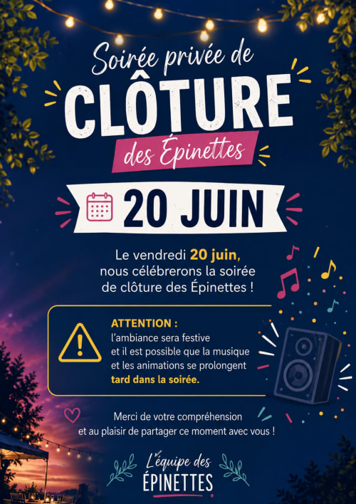 Invitation soirée privée Les Épinettes, 20 juin - Crèvecœur-le-Grand