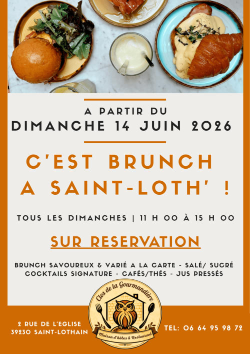 Promotion brunch au Clos de la Gourmandière, Saint-Lothain : plats gourmets, pâtisseries, cocktails et café