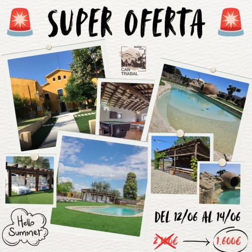 Súper Oferta en Masías Can Trabal, Olerdola. Piscina, casa amarilla, servicios. €1.600 12-14 junio.