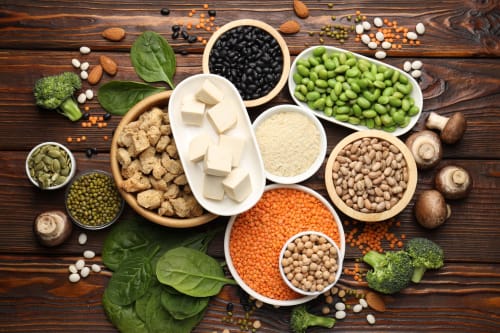 Protein-rich plant-based foods at Kmetija Pečnik farmhouse B&B in Prevalje, Slovenia