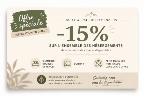 Auberge Écureuil : 15% de réduction sur l'hébergement du 12 au 24 juillet, réservation directe, Châteauneuf-d'Entraunes