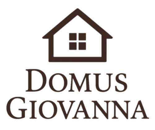 Logo di Domus Giovanna Roma B&B - icona casa con finestra e testo