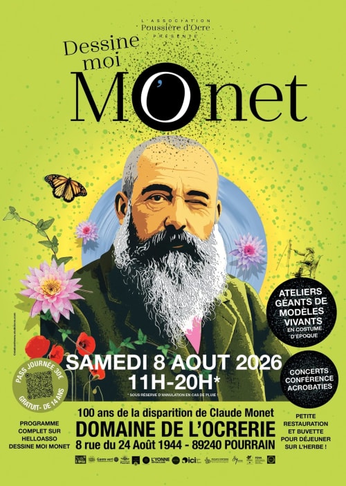 Affiche de l'exposition « Dessine moi Monet » au Domaine de l'Ocrerie à Pourrain, août 2026