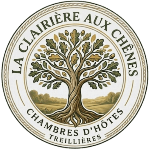 Logo La Clairière aux Chênes avec un majestueux chêne, chambres d'hôtes Treillières