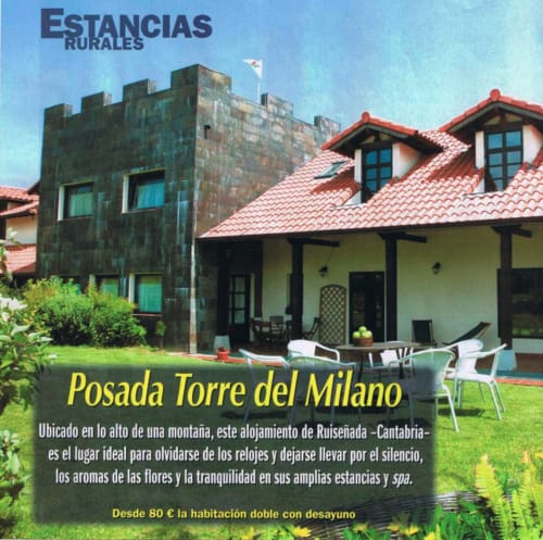 Posada Torre del Milano rural hotel in Comillas, Cantabria with stone tower and red-tiled roof