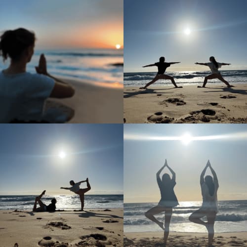 Esercizi di yoga e meditazione sulla spiaggia di Fuerteventura al tramonto e all'alba, ritiro Turquesa Fuerteventura