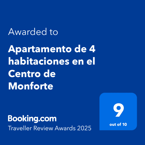 Booking.com Traveller Review Awards 2025: Appartamento 4 camere Centro Monforte premiato 9 su 10