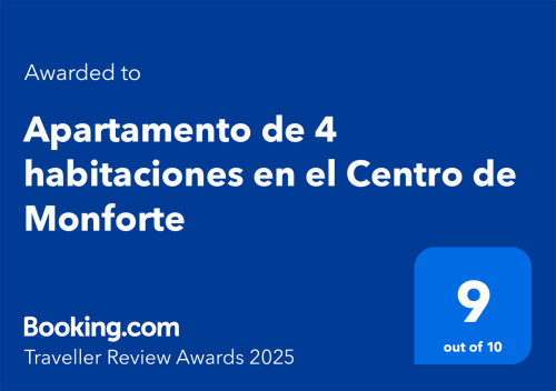 Certificado Booking.com: apartamento de 4 dormitorios en Monforte, Pantón con calificación 9 de 10