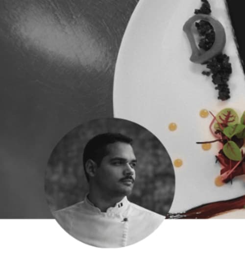 Portrait du chef à Villa Avril & Spa, un petit hôtel de charme à Sélestat, France avec une présentation culinaire élégante