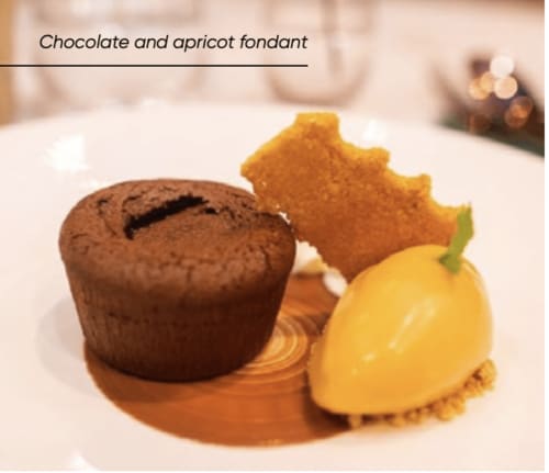 Dessert fondant au chocolat et à l'abricot à la Villa Avril & Spa, Sélestat
