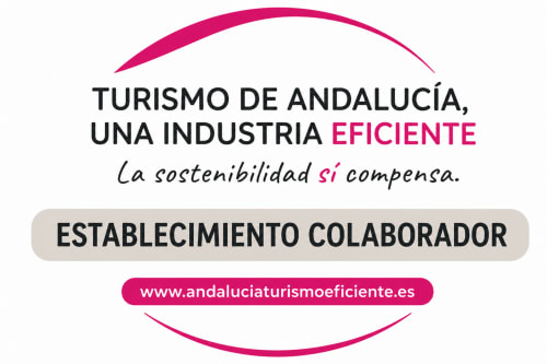 Distintivo de establecimiento colaborador certificado en Turismo Eficiente de Andalucía para Alojamientos Las Mellis, Antequera