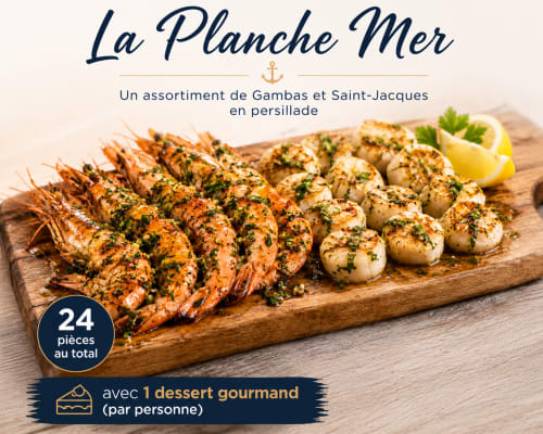 Plateau de gambas et Saint-Jacques grillées au citron à Suite & Duplex Cabannes