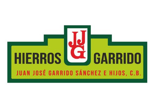 Hierros Garrido logo, traditional Spanish company emblem in green and yellow