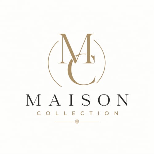 Logo dell'hotel di lusso Maison Collection con elegante monogramma ed elementi decorativi, Milano