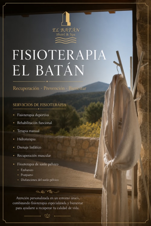 Menú de servicios de fisioterapia del Hotel Spa El Batán en Castillo de Locubín, España