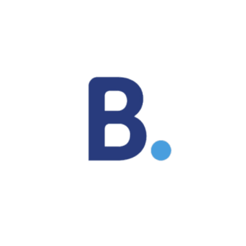Logo B avec lettre bleue et point bleu clair de La Demeure du Comte, gîte de charme à Salle La Source, France
