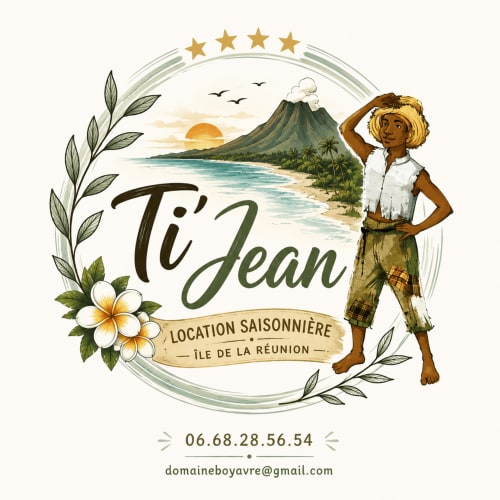 Saisonale Vermietung Ti'Jean auf Réunion - Unterkunft Roquemaure mit tropischem Vulkan- und Strandblick