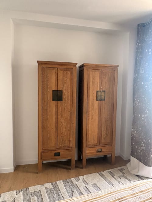 Two wooden storage cabinets in Le Havre apartment at Maisons Valmer with sea view