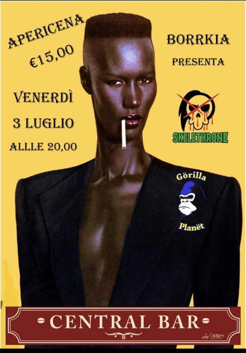 Manifesto evento per Central Bar con Skelethrone e Gorilla Planet, Montecatini Val di Cecina